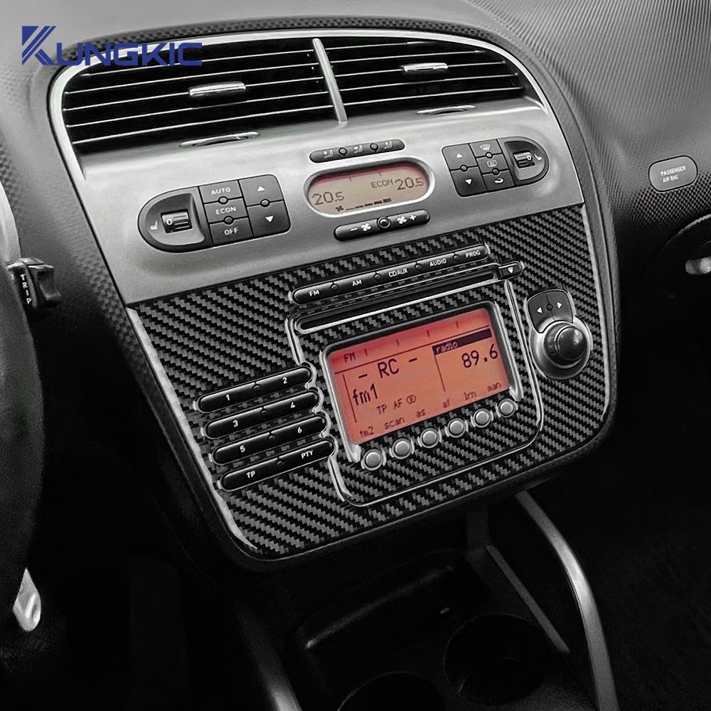 For Seat Altea 2004 2005 2006 2007 2008 Real Soft Carbon Fiber Sticker LHD Car Central Air CD Panel Trim Interior Accessories