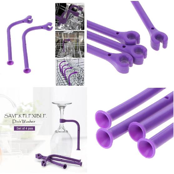Wine Glass Dishwasher Holder Stemware Saver Flexible Dishwasher Attachment 4 pcs