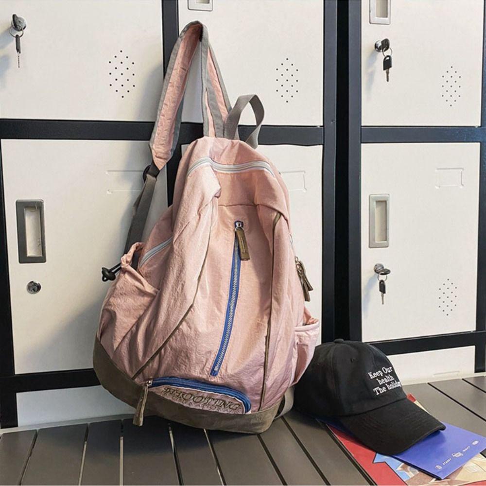 Polyester Trendy Ins Backpack Embroidery School Bags Casual Schoolbags Unisex