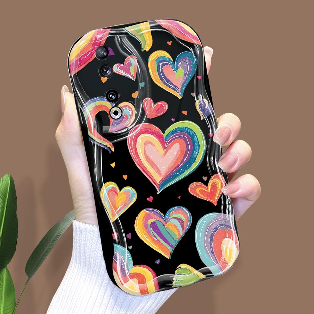 

Милый мультяшный узор, кремовая текстура, мягкий силиконовый чехол с волнистыми краями, чехол для телефона для Huawei Honor Infinix Tecno iPhone Infinix Hot 30 Play чёрный