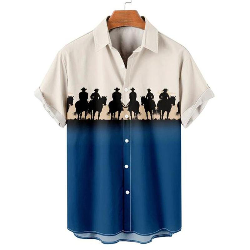 Shirts For Men 3d Vintage Fashion Violin Rocker Printed Rockabilly Hawaiian Shirt Short Sleeve Tops Outdoor Street Clothing