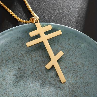 3 Pcs/Set Orthodox Cross Stainless Steel Pendant Christian Eternal Church Nica Necklace for Men and Women Fashion Matching Trendy Religious Amulet
