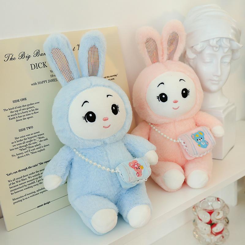 Cute Little Rabbit Doll Plush Toy Girl Sleeping with Her Doll On The Bed Cute Home Decoration Gift for Women