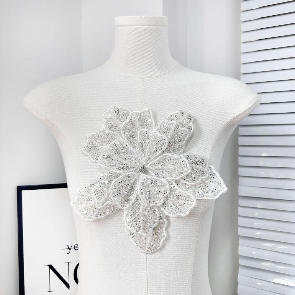 Sequin Clothing Patches Clothing Brooch Clothing Applique Flower Multi-layer Appliques  Women