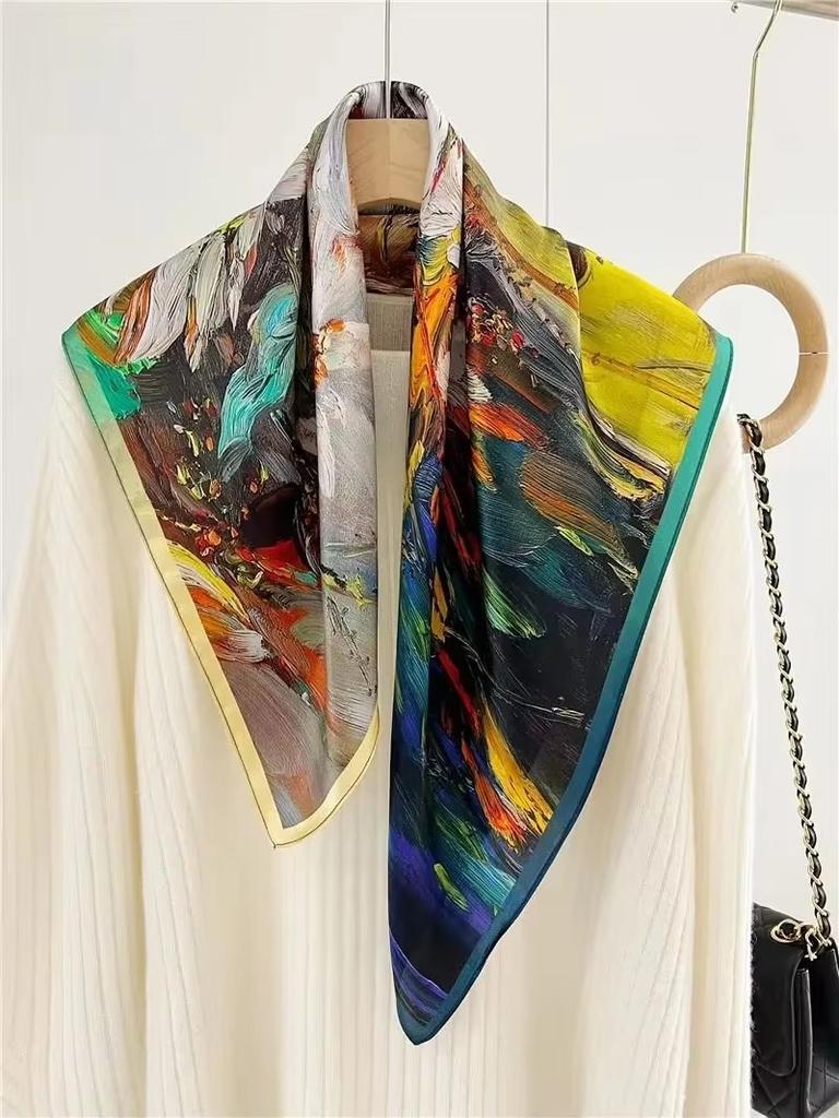 Hangzhou 100% eșarfă de mătase naturală reală pentru femei, bandană, eșarfe pătrate, eșarfe, eșarfă Mulberry, modă de lux de înaltă calitate, hijab