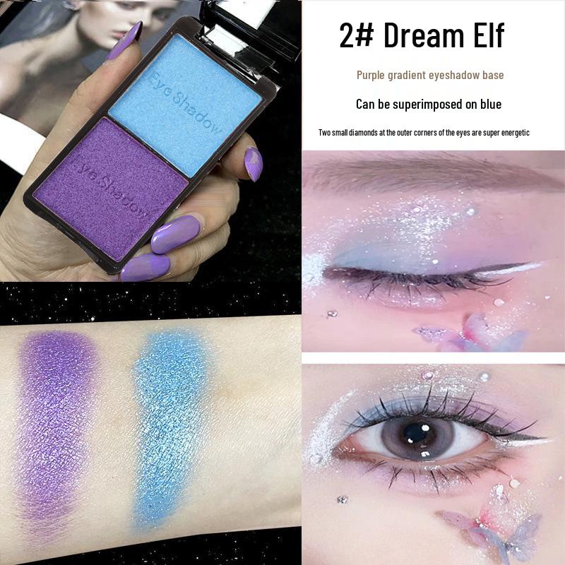 Ashariya Two-Color Eyeshadow - Pearlescent White, Blue, Purple Earth Tones for Students.