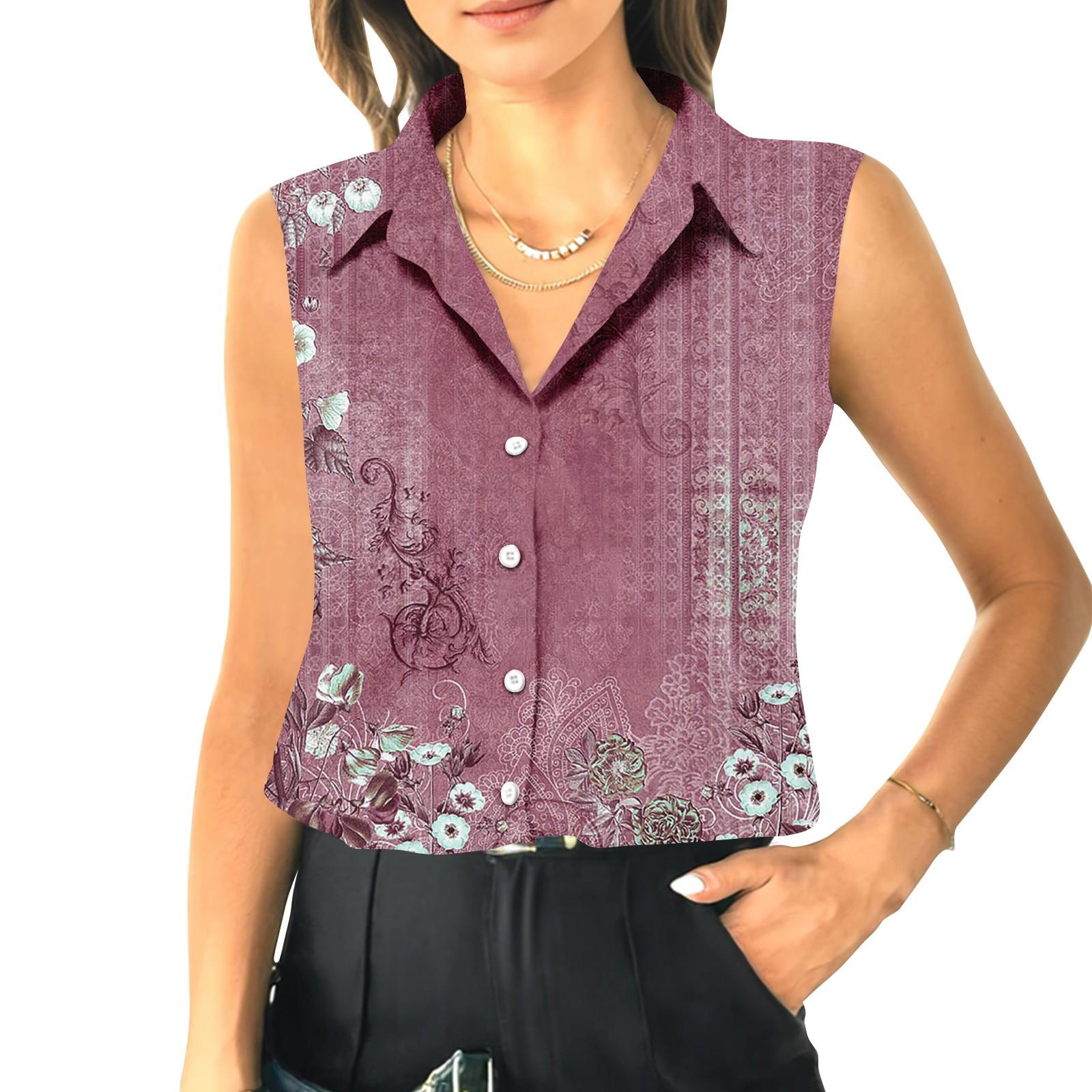 

Женский летний свободный топ без рукавов с воротником-стойкой XL арбуз красный