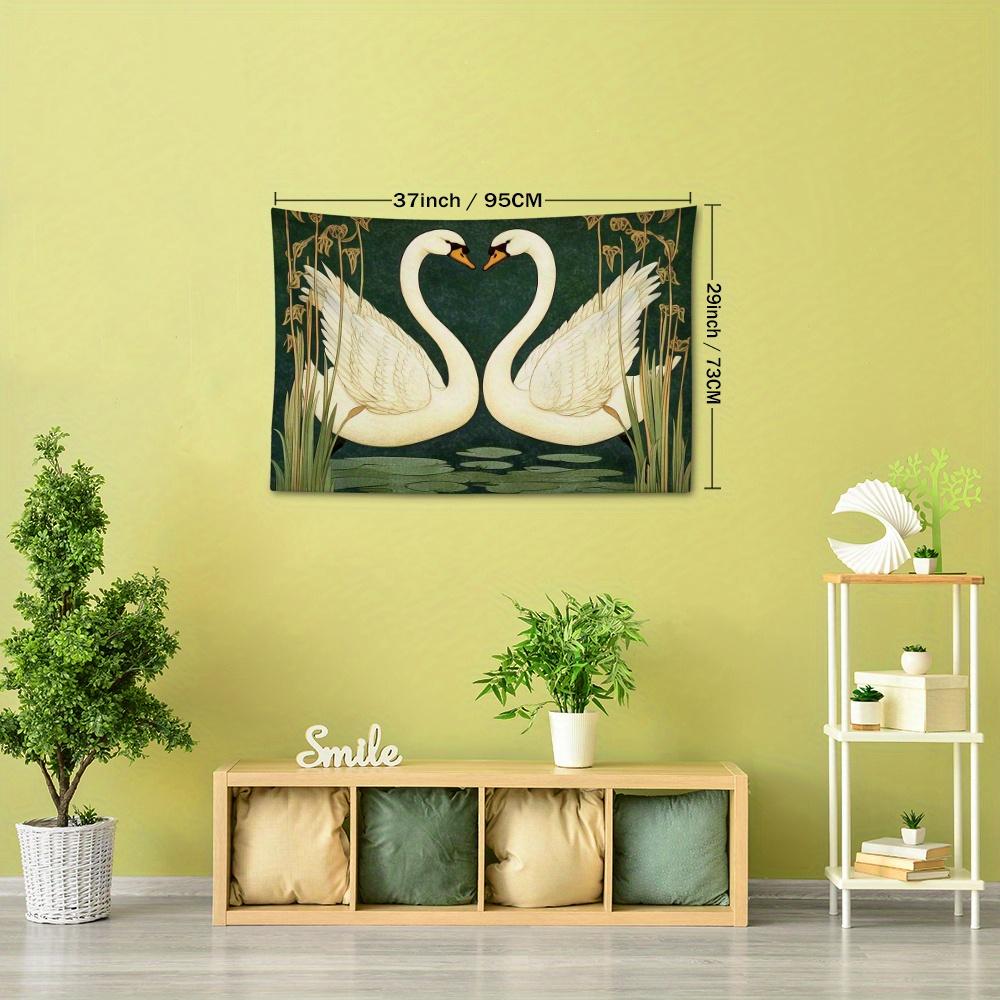 1pc Romantic Swan Pattern Tapestry, European Classic Style Bohemian Home Decor for Living Room or Bedroom, Holiday Gift with Free Installation Kit