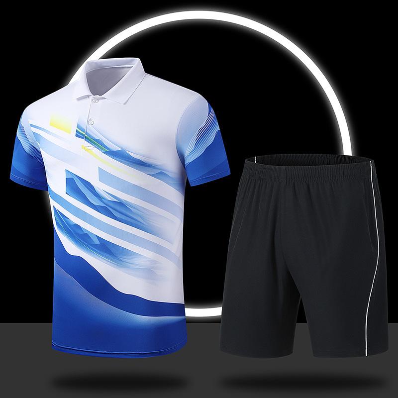 

Летний повседневный спортивный комплект, быстросохнущий воротник, комплект с короткими рукавами, комплект из двух предметов S