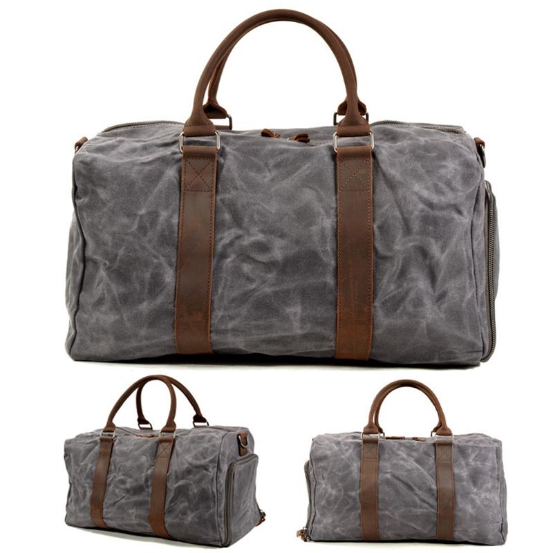 Europe and the United States Large-capacity Tooling Travel Bag Stylish Waxed Canvas Camping Duffel Dry and Wet Separation Exercise Fitness Handbag