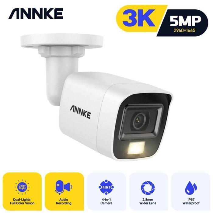 Annke Caméra de surveillance CR1CV, Full HD+ 5MP, étanche, avec microphone et objectif 2,8 mm