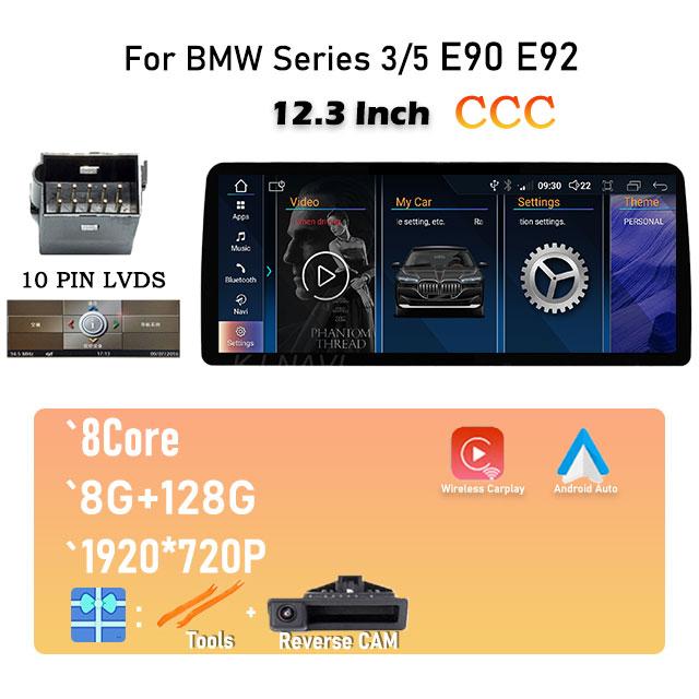 New 12.3 Inch IPS Screen Android 14 For BMW Series 3/5 E60 E61 E90 E92 Car Radio Player Multimedia GPS Navigation Video