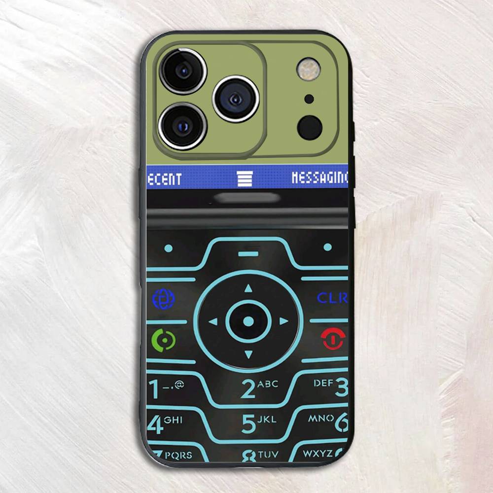 Old Phone Picture Black Phone Case For iPhone 17,16,15,14,13,12,13,12 Pro Max Plus XS XR Silicone Soft Back Cover
