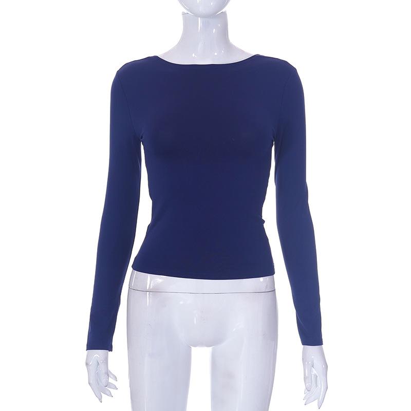 GMXIA Women's Autumn Solid Color Reversible Two-wear Small Top Woman