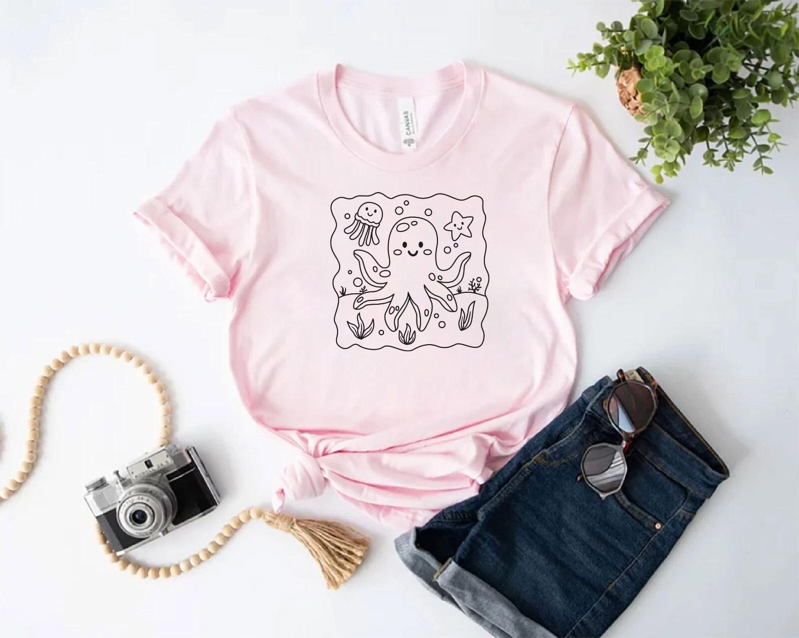 Personalized T-Shirt for Mens t-shirt for women kids t-shirt, baby octopus S