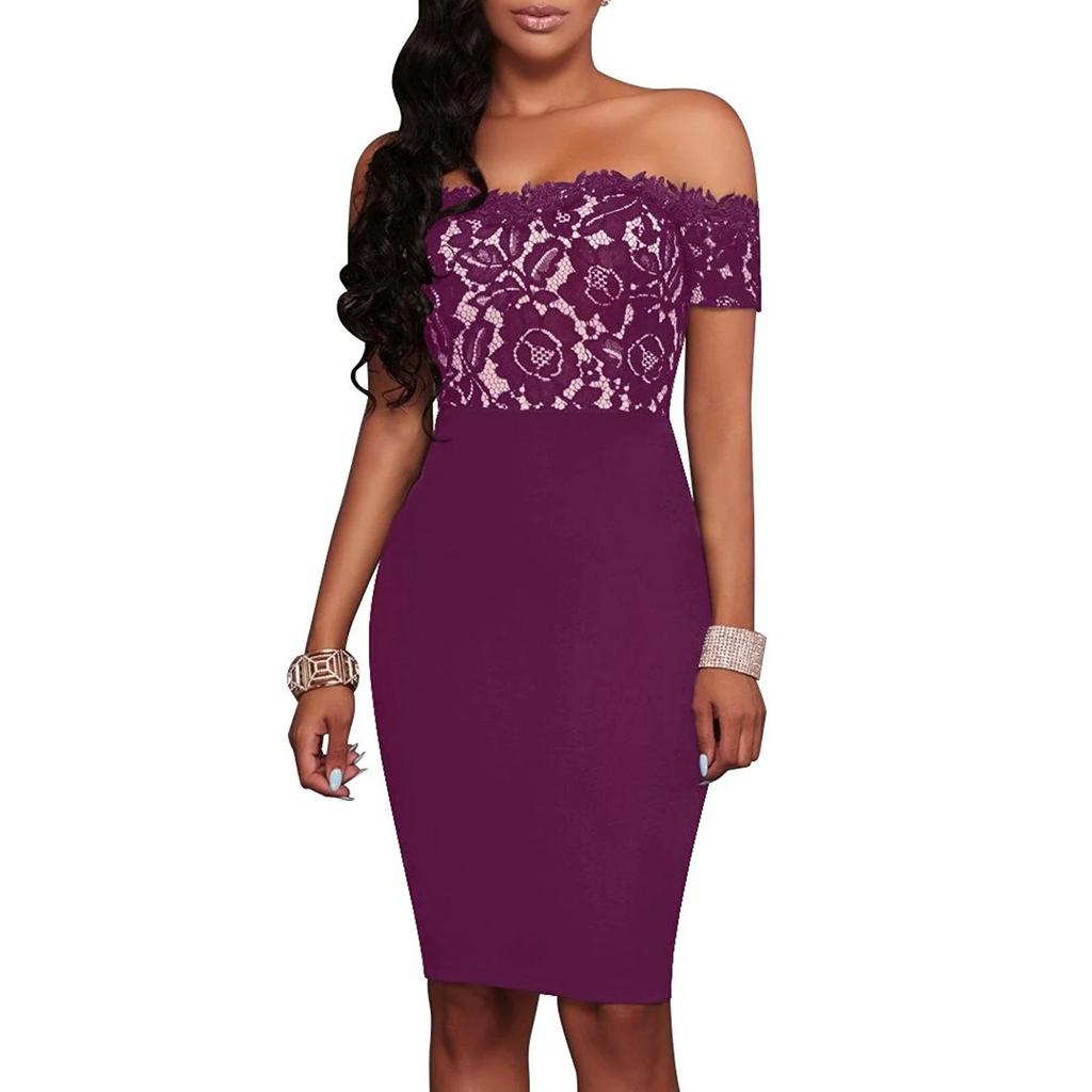 Summer Women Fashion Lace Patchwork Casual Dresses Vintage Prom Elegant Evening Party Dress Plus Size