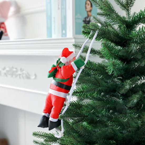 Santa Žebřík Přívěsek Vánoční Dekorace Slavnostní Santa Ozdoba s Kudrnatým Plnovousem Slavnostní Závěsná Ozdoba