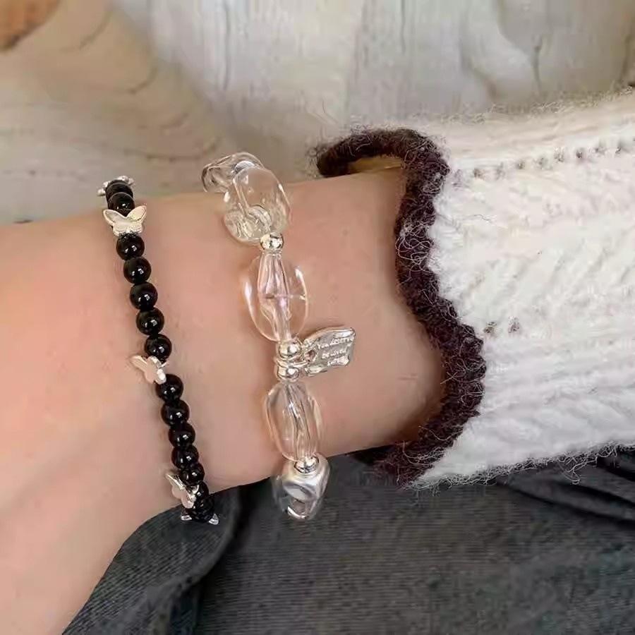 Ice cube candy tag, white crystal square bracelet, summer niche design bracelet, bracelet, versatile jewelry.