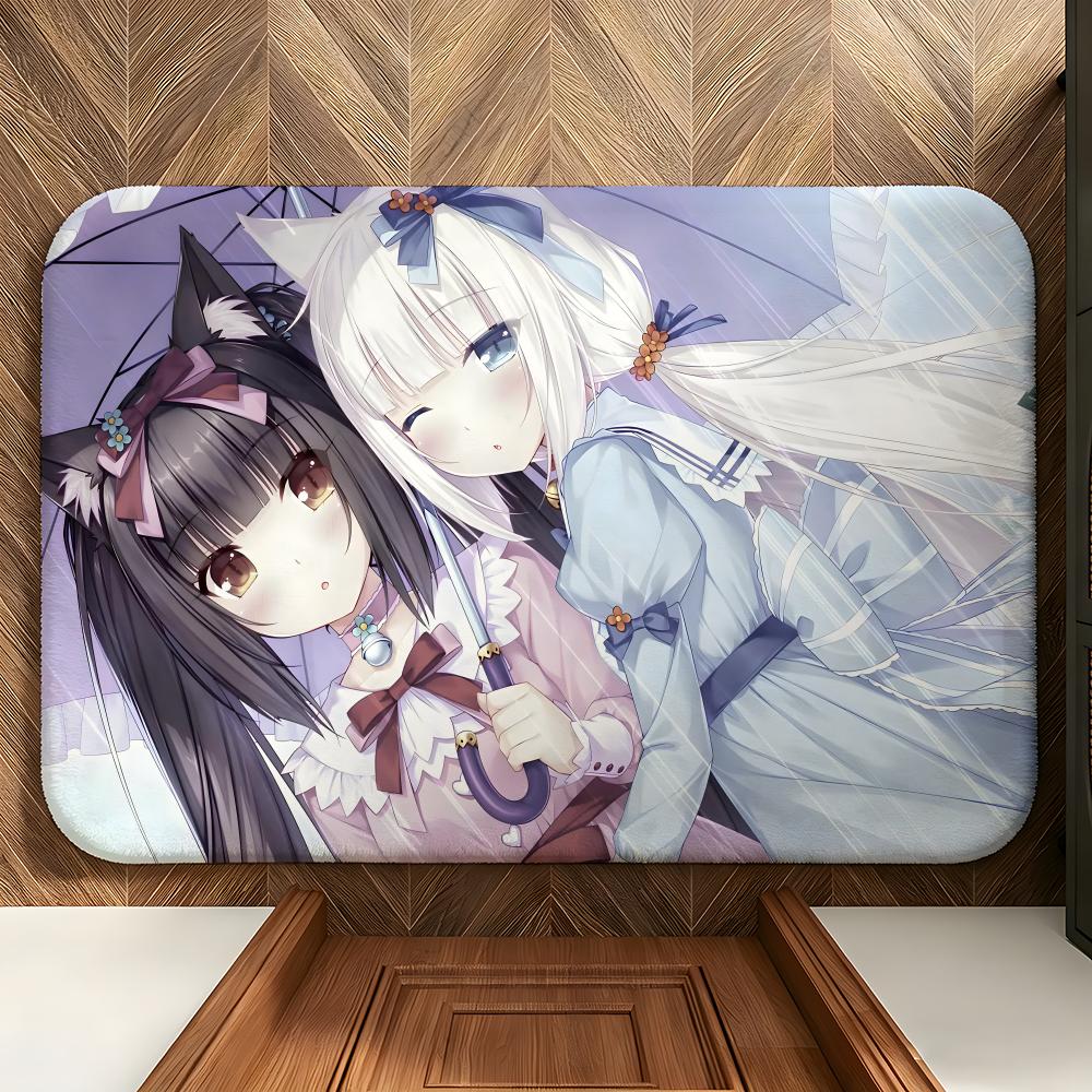 Game N-Nekopara Floor Mat Soft Flannel Entrance Door Mat Non Slip Absorbent Bathroom Bedroom Floor Rug