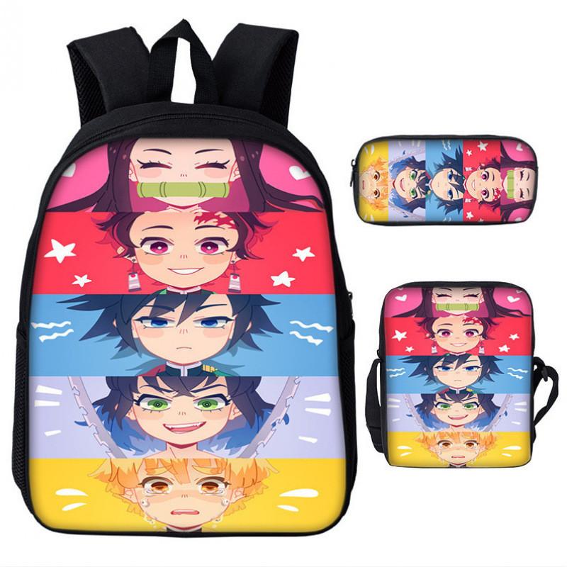 Demon Slayer Kimetsu No Yaiba Backpack Set With Breathable Polyester For School And Travel