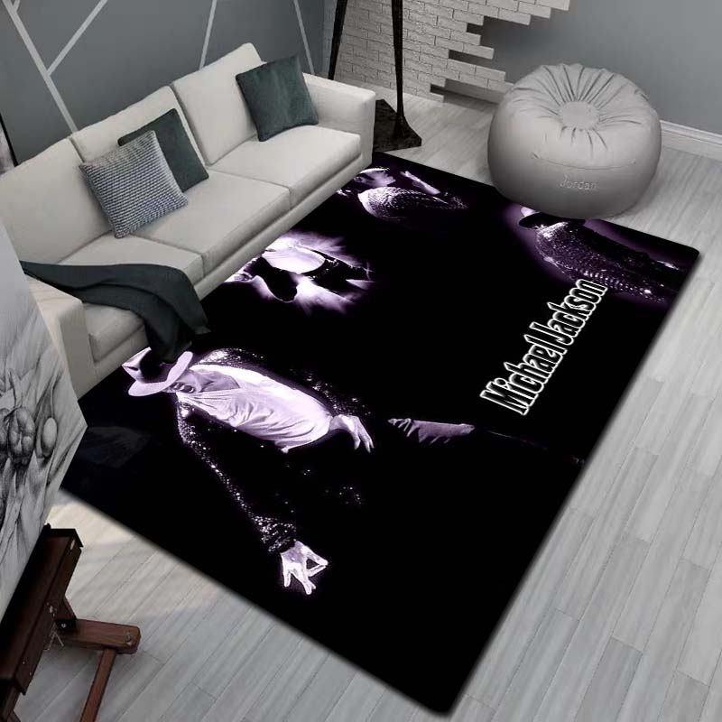 Tappeto Artistico 3D Moda MJ Michael Jackson King of Pop per Camera da Letto Soggiorno Divano Casa Zerbino Decorazione, Tappetino Pavimento Grande Antiscivolo per Bambini