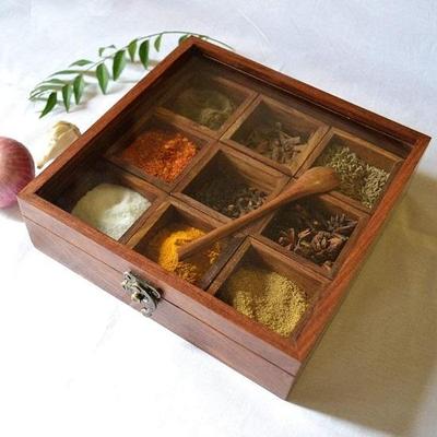 Spice Rack Spice Container/Box/Spice Rack with Spoon Wooden
