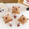 Capybara Plush Keychain Ice Cream Cone Cartoon Soft Creative Bag Pendant Desk Decor Doll Gift Stuffed Animal Accessories