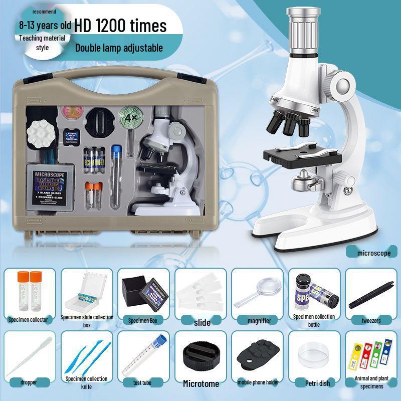 Professional-Grade HD Optical Microscope for Children's Science, Middle School Use; Detects Bacteria; Junior High Exam Model