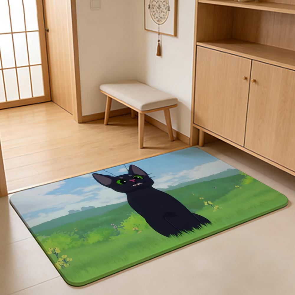 ANIME L-Little Kitty Big City Floor Mat Absorbent Floor Mat Non-Slip Entrance Rug for Bathrooms Restrooms and Toilets