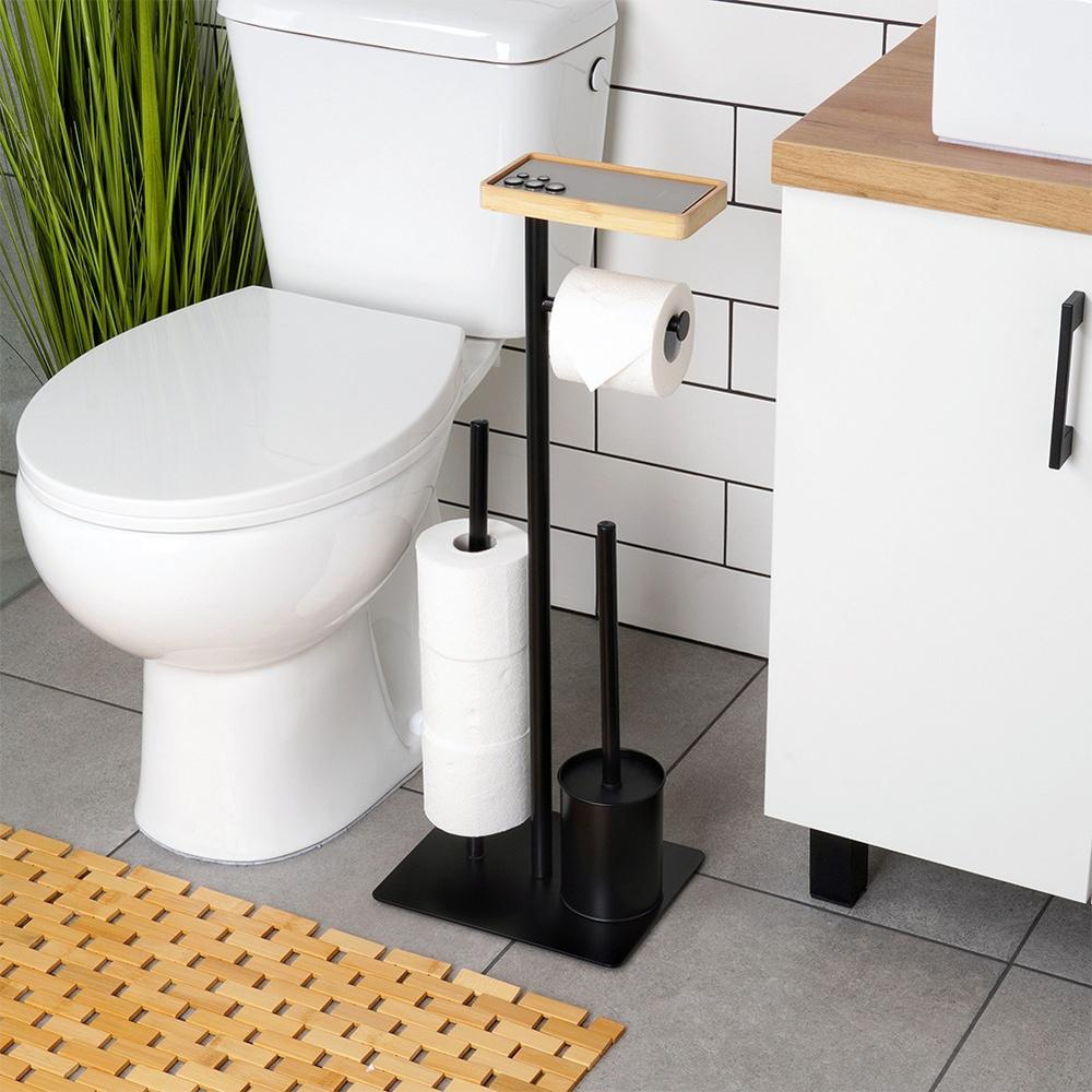 Szczotka Silikonowa Toaletowa WC Stojak Łazienkowy Na Papier Toaletowy 2w1
