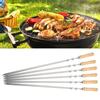 6Pcs Stainless Steel BBQ Sticks Grill Skewers BBQ Flat Skewers Grilling Tools for Kitchen