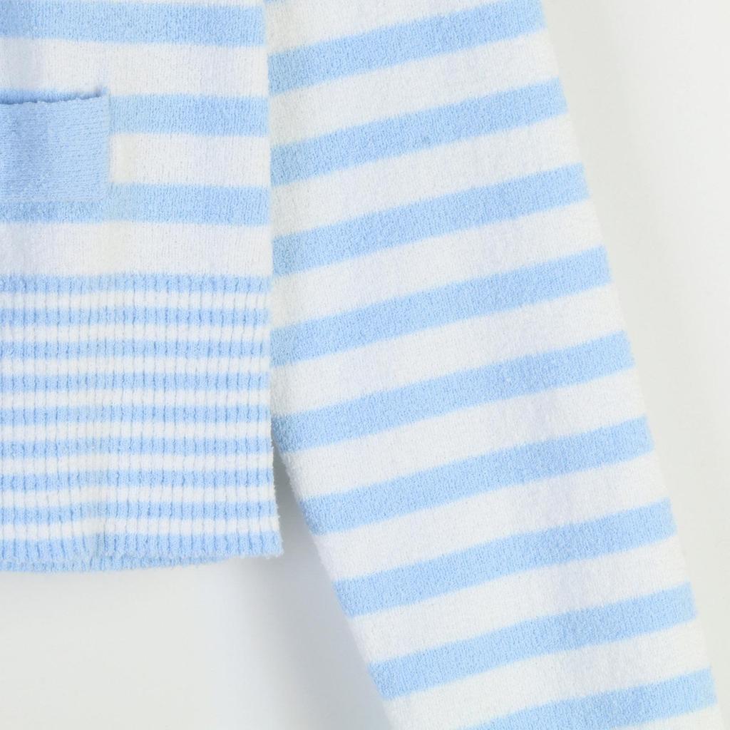 Women's Striped Color Block Knit Cardigan Set - Long-Sleeved Slim Fit Round Neck with Camisole, Perfect for Spring and Autumn