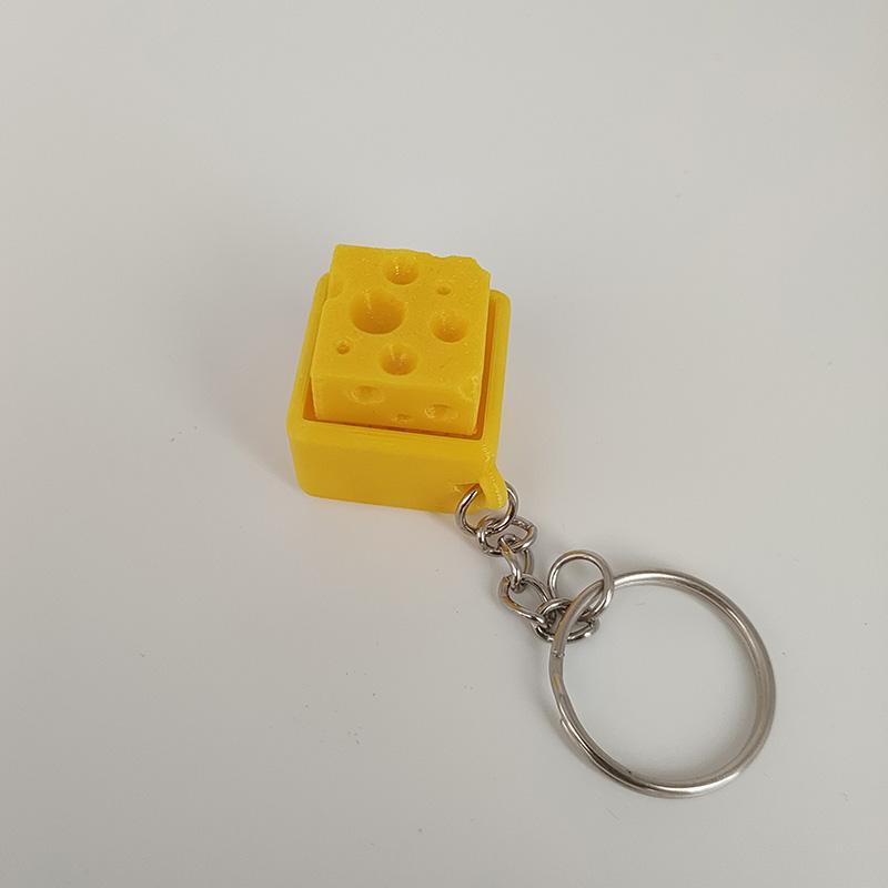 Simulated Cheese Block Fidget Clicker Keychain Creative Stress Relief Press Button Toy Cute Backpack Bag Hanging Ornament