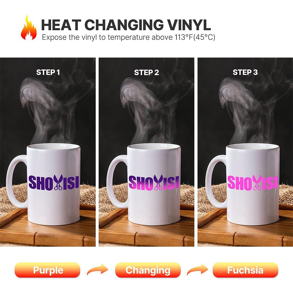 12 X 10in 9Pcs Bundle Hot/Cold Color Changing Adhesive Craft Vinyl Sheets Film Handmade DIY Xmas Gifts Mug Home Decor For Cut