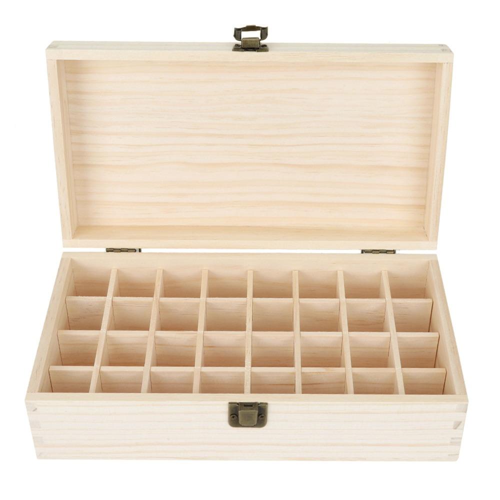 Wooden Material 32 Grids Wooden Essential Oil Storage Box 36 Bottles Capacity Aromatherapy Fragrance Bottle Organizer