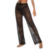 Pantalones transparentes de malla sexis de verano para mujer, pantalones transparentes de encaje de cintura alta para mujer, pantalones transparentes para cubrir la playa