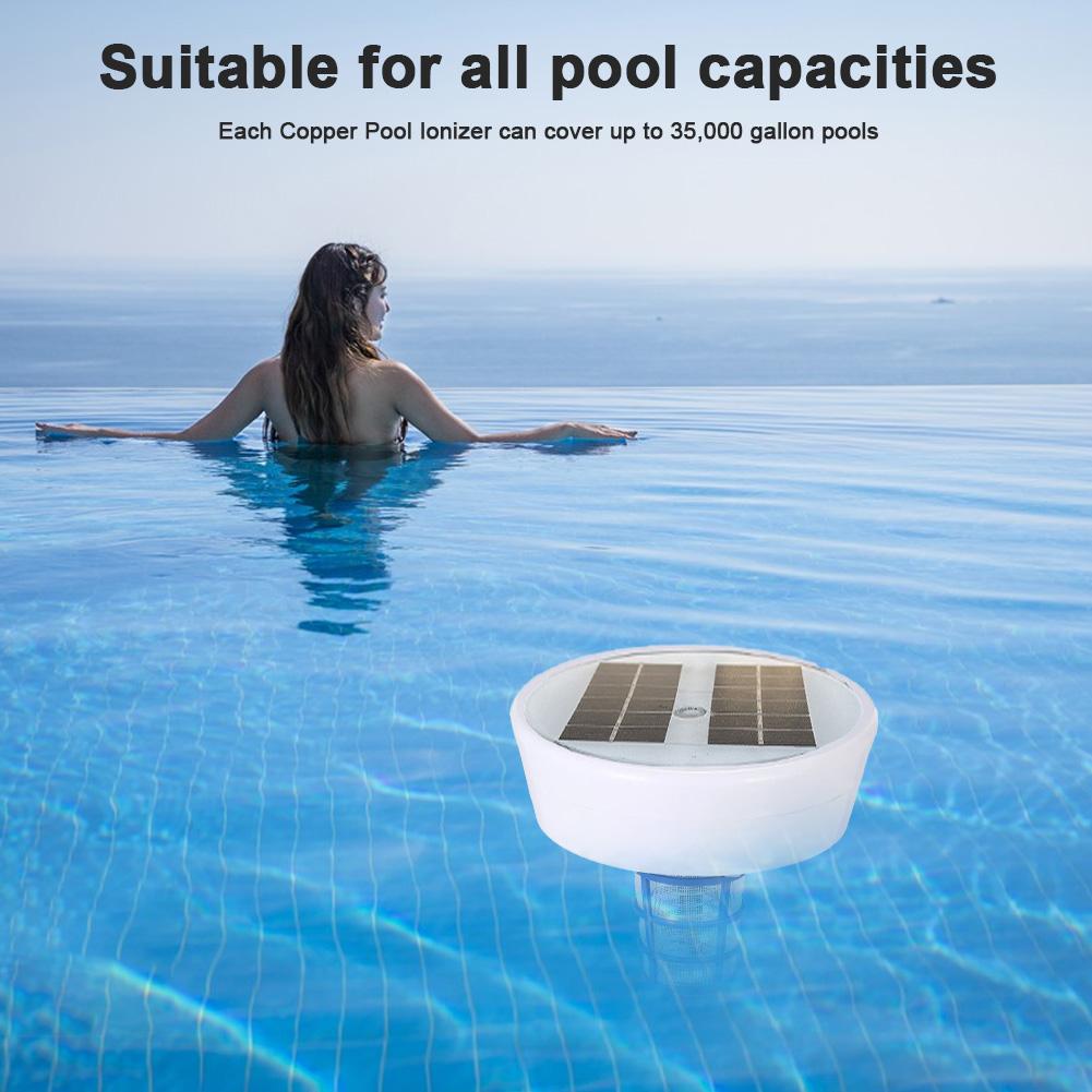 Floating Pool Cleaner Eliminate Algae Copper Ionization 85% Less Chlorine Automatic Pool Cleaner RGB Night Light Up To 35000 Gal