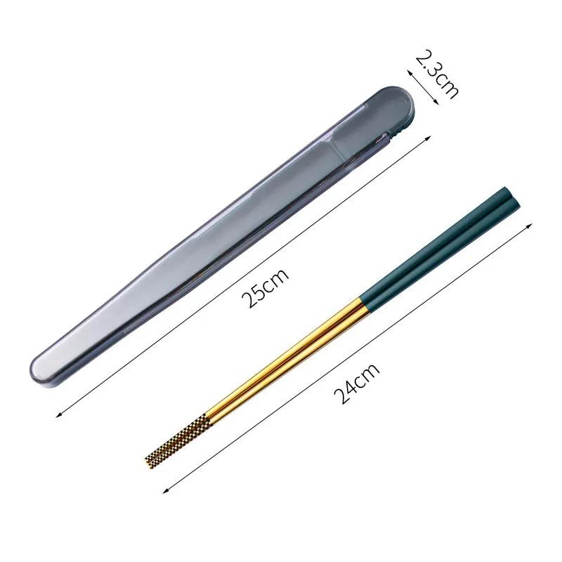 1 Pair 304 Stainless Steel Chopstick With Box Holder Non-slip Sushi Food Metal Sticks Portable Chopsticks For Travel Outdoor