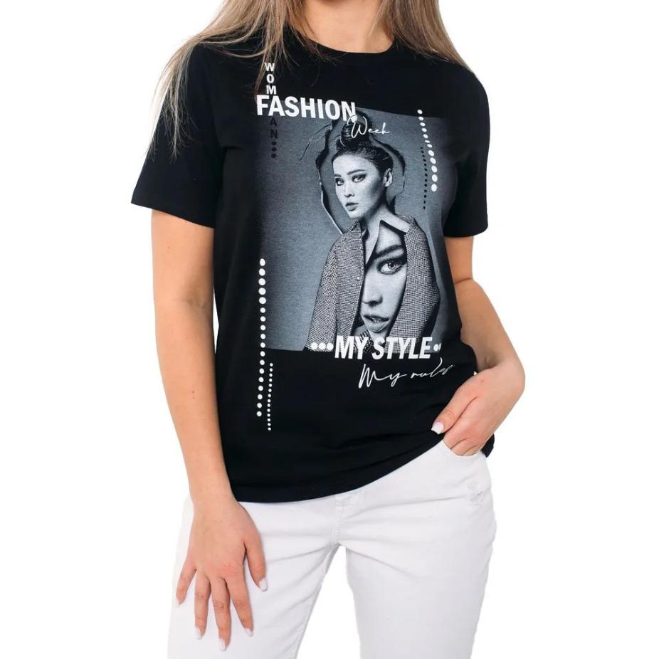 

Women 3D Printed Short Sleeve O Neck T Shirt Polyester Summer Tees S чорний
