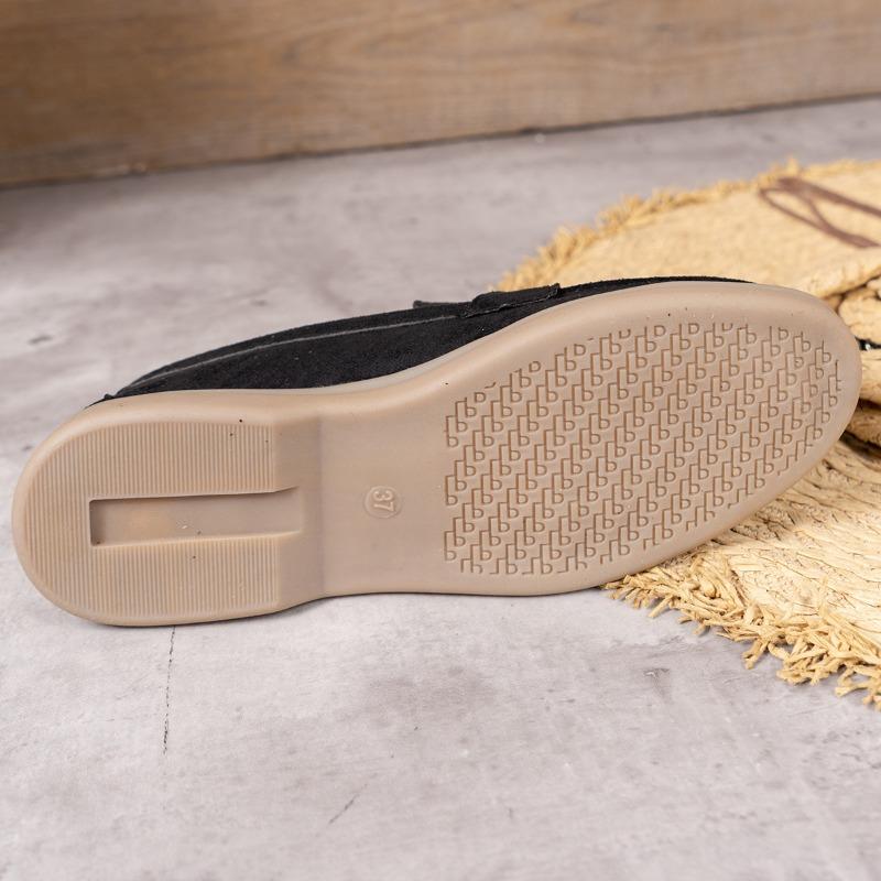 fashion Four Seasons Women Shoes Flat Bottom Non Slip Round Toe Solid Suede Woman's Formal Shoes W Flats Shoes Comfort Women Loafers