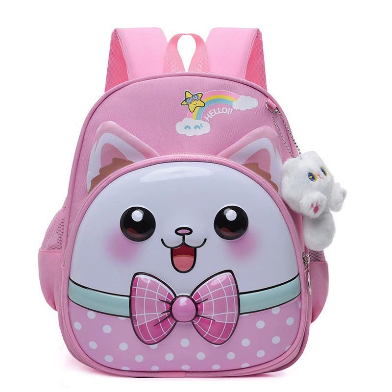 Little Car Rabbit Cartoon Backpack With Plush Pendant Oxford Cloth Bag School