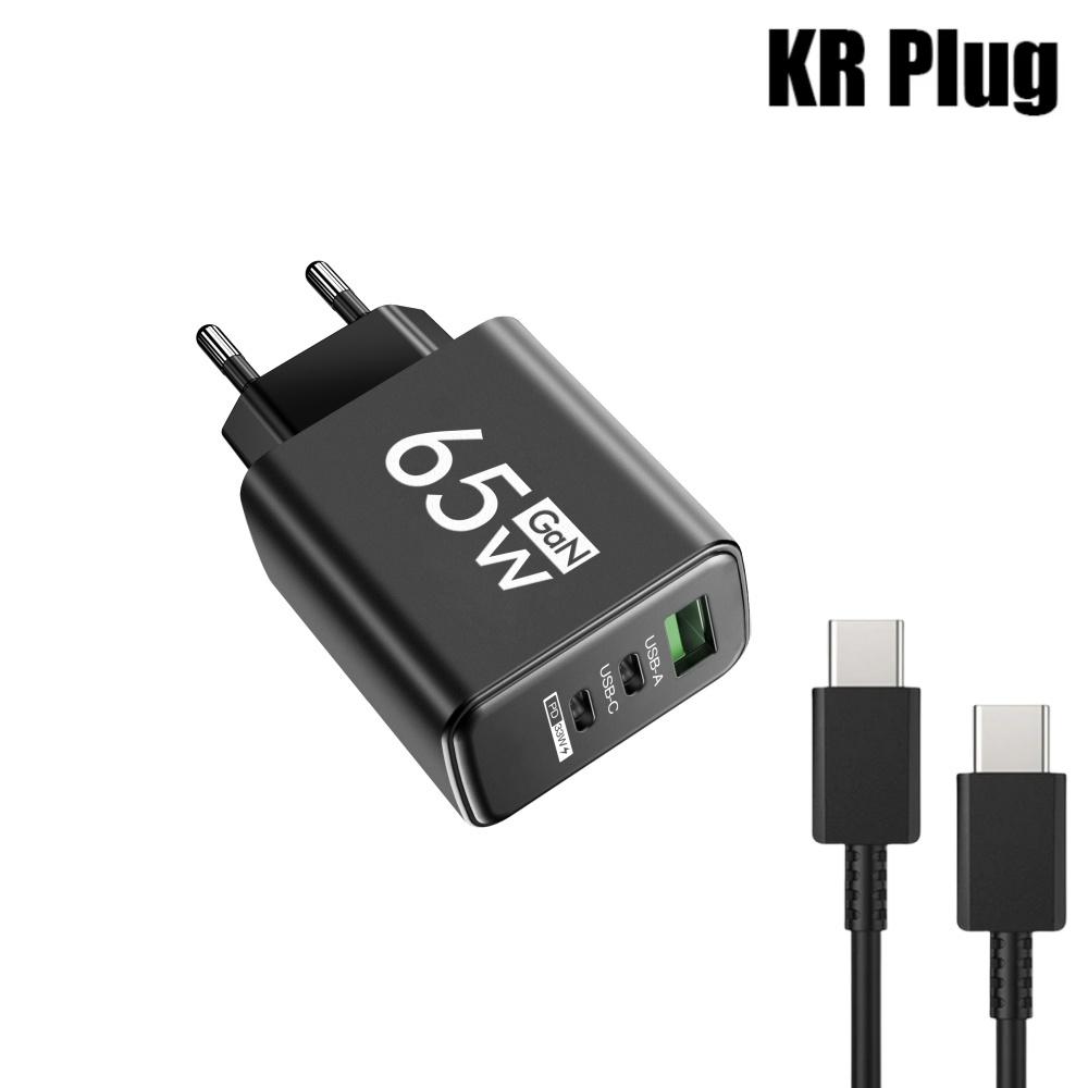 Cargador Rápido PD USB C de 65W Adaptador de Pared GaN para 16 Samsung Galaxy S24 Carga Rápida 3.0 Cargador de Viaje Multi Puerto