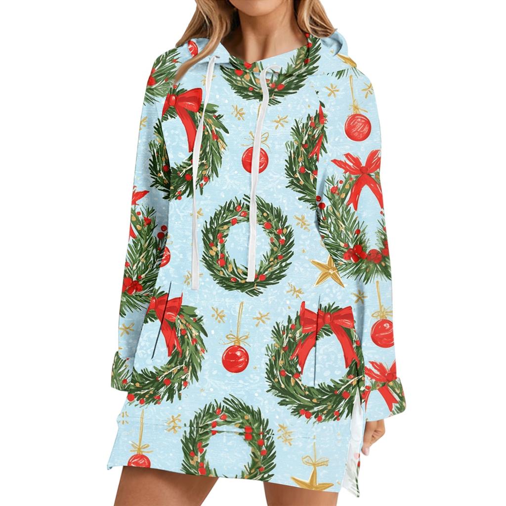 Women's Casual Long Sleeve Christmas Print Hoodie for Winter Holiday