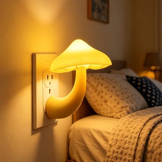 Nachtlampje Paddestoelvorm LED Nachtlampje Stekkeradapter Zacht Warm Licht Decoratieve Verlichting voor Kinderkamer Slaapkamer