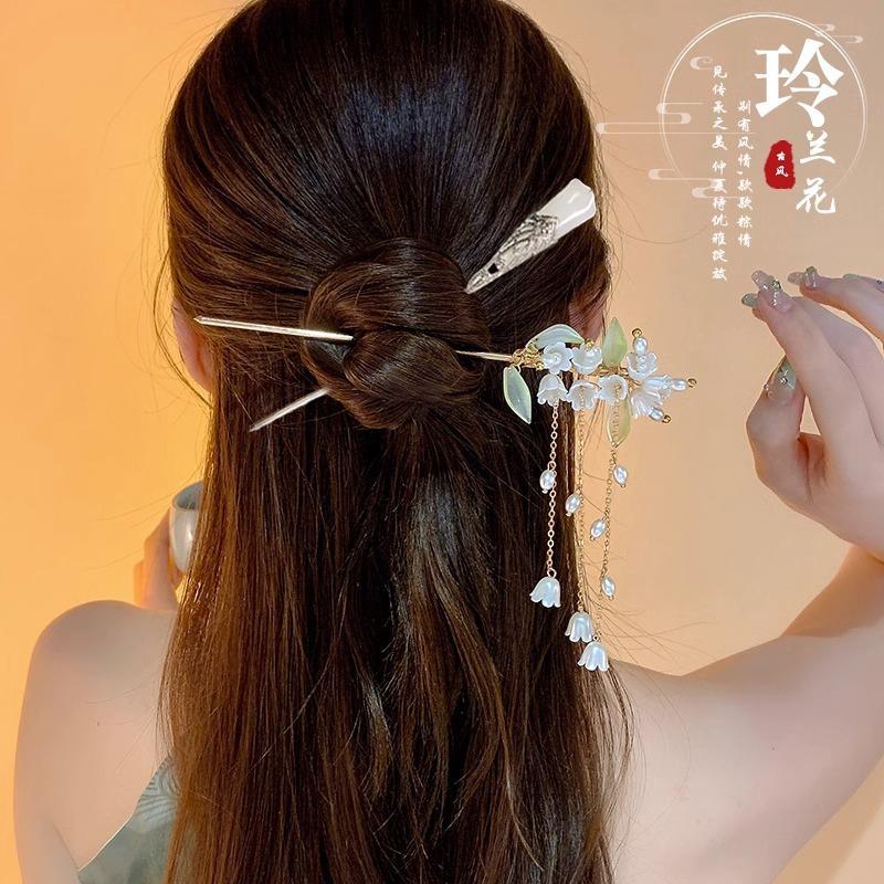 Barrette à cheveux à pampilles de style chinois rétro pour femmes, épingle à cheveux, fleur, fait main, épingles à cheveux, breloque, accessoires de bijouterie, ornements de cheveux