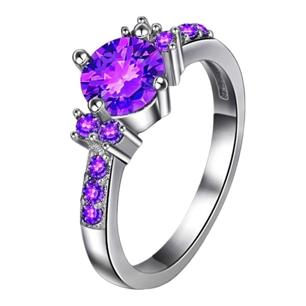 

Кольцо Геометрический Фиолетовый Дизайн Ювелирные Изделия Пара Кольца со Стразами Свадебное Модное 9
