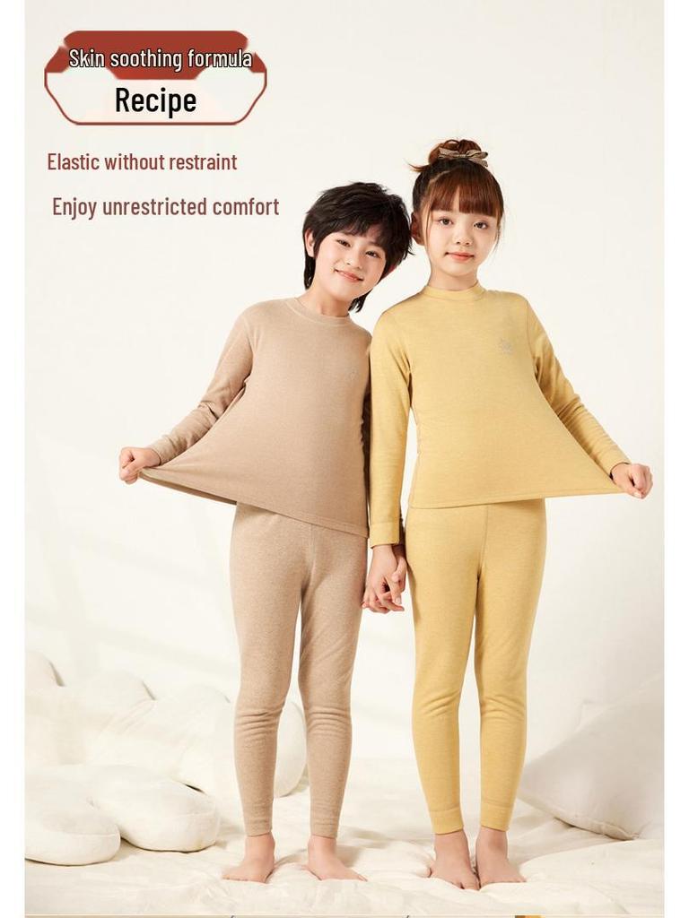 Children's Silk Warm Winter Pajama Set - Thickened Base Layer for Boys and Girls