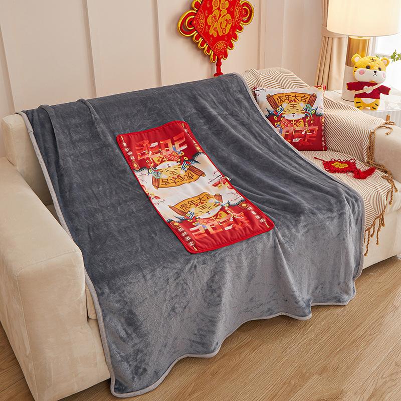 2 In 1 Chinese Style Warm Blanket Pillow Cushion Office Lunch Blanket Warm Flannel Animal Pillow Car Blanket Bedding