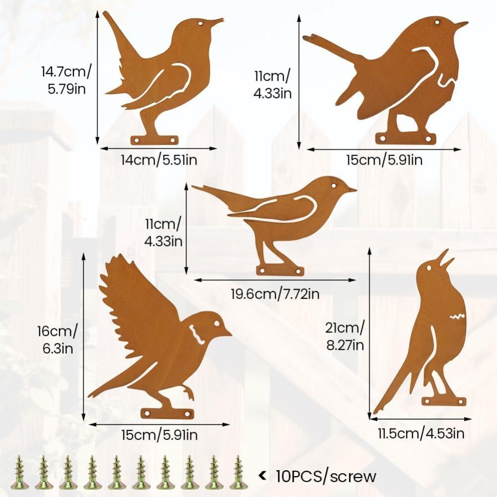 New Rustic Style Metal Birds Statue Ornament Sculpture Metal Bird Ornament Metal Outdoor Garden Decor Lawn