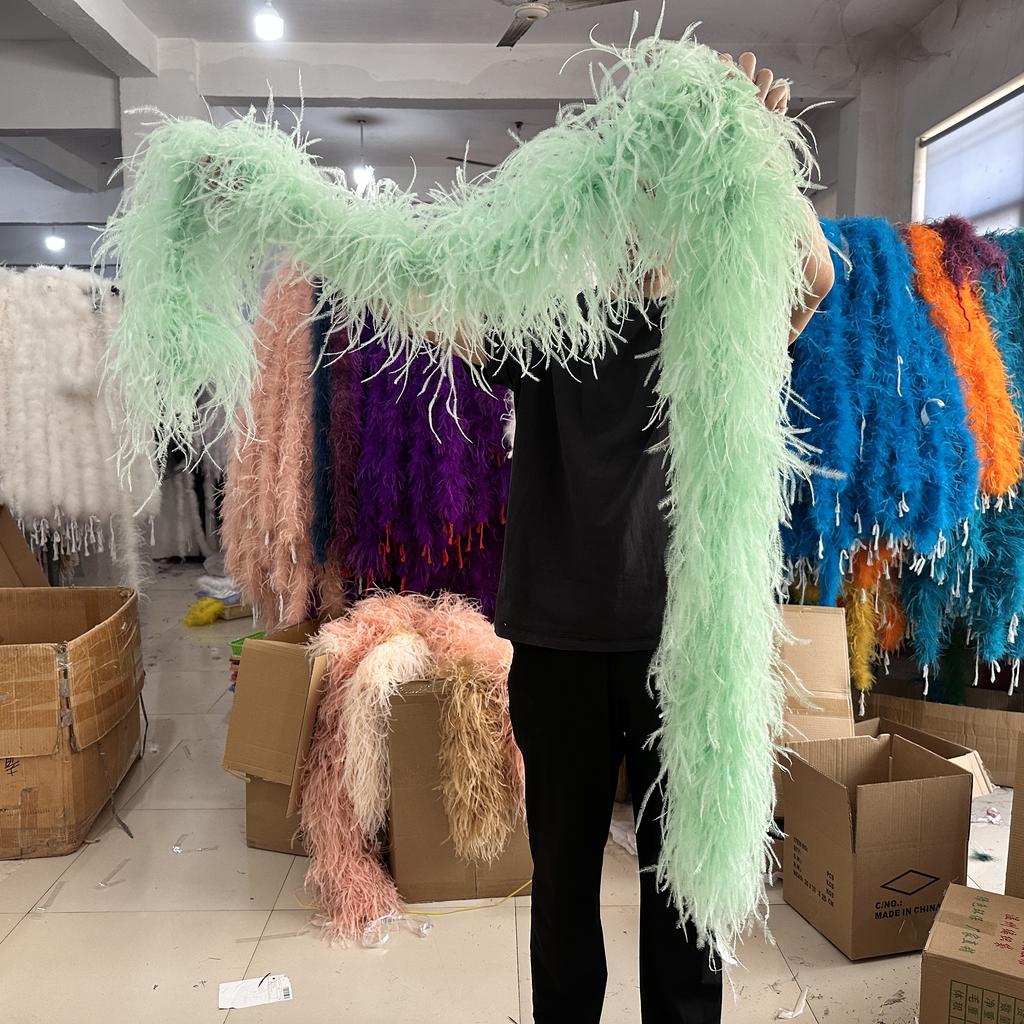 DIY 1/2/3/6/10 Ply Natural White Ostrich Feathers Boa Trim for Craft Wedding Party Festival Clothing Decoration Plumes Shawl 2M
